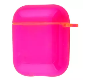 Чехол для Apple AirPods силиконовый ярко-розовый