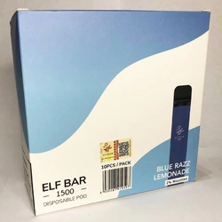Pod-система 2% (АНГЛ) одноразовая электронная Elf Bar (Эльф Бар) 1500 затяжек 850mAh. Европейская версия. Синяя малина лимонад