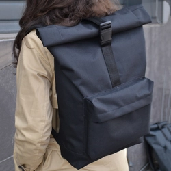 Рюкзак Ролл Топ. Дорожная сумка, сумка для похода из ткани. Модель №9543. Цвет: черный