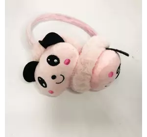 Меховые наушники панда. Цвет: розовый