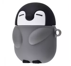 Чехол для Apple AirPods силиконовый серый Пингвин