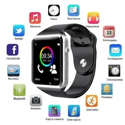 Смарт-часы Smart Watch A1 умные электронные со слотом под sim-карту + карту памяти micro-sd. Цвет: серебряный