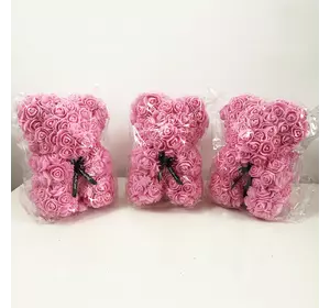 Лучший подарок: мишка из искусственных 3D роз 25 см. Цвет: розовый