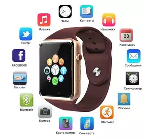Смарт-часы Smart Watch A1 умные электронные со слотом под sim-карту + карту памяти micro-sd. Цвет: золотой