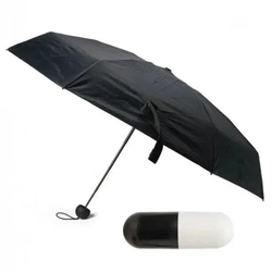 Компактный зонтик в капсуле-футляре Черный, маленький зонт в капсуле. Цвет: черный