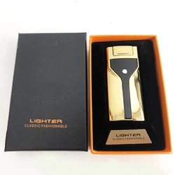Зажигалка электронная LIGHTER HL-50 аккумуляторная перезаряжаемая портативная USB зажигалка. Цвет: золото