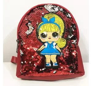 Рюкзак детский с пайетками двух цветными. Цвет: серебряно-красный