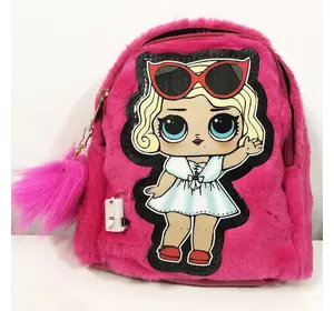 Рюкзак детский меховой с мерцающими лампочками. Цвет: розовый