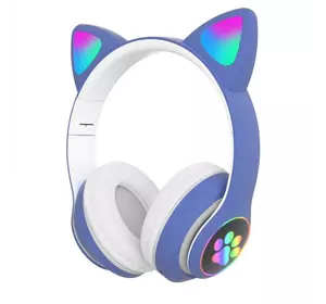 Беспроводные LED наушники с кошачьими ушками CAT STN-28. Цвет: синий